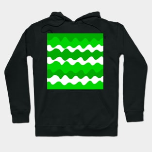 Green and white horizontal waves pattern Hoodie